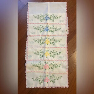 Vintage Handmade Flower Design Napkins Set of 6